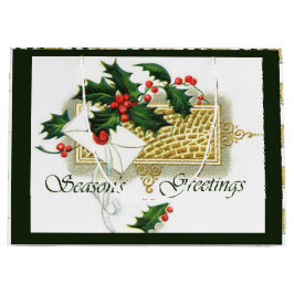 ヴィンテージ季節のごあいさつクリスマス ラージペーパーバッグ