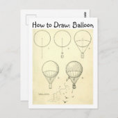 ヴィンテージ学気球の描画方法 ポストカード (正面/裏面)