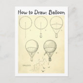 ヴィンテージ学気球の描画方法 ポストカード (正面)