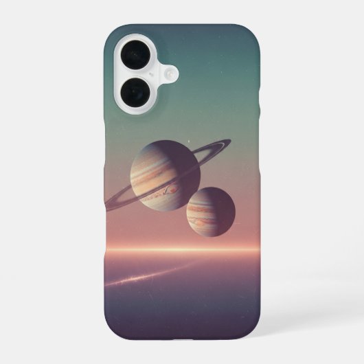 ヴィンテージ宇宙の地平線 iPhone 16ケース (裏面)