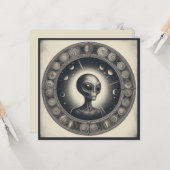 ヴィンテージ宇宙エイリアンSci FiイラストレーションUFO カード (正面/裏面インサイチュ)