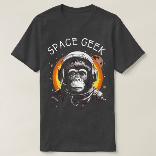ヴィンテージ宇宙ギークモンキーエイプチンプ宇宙飛行士 Tシャツ (デザイン正面)