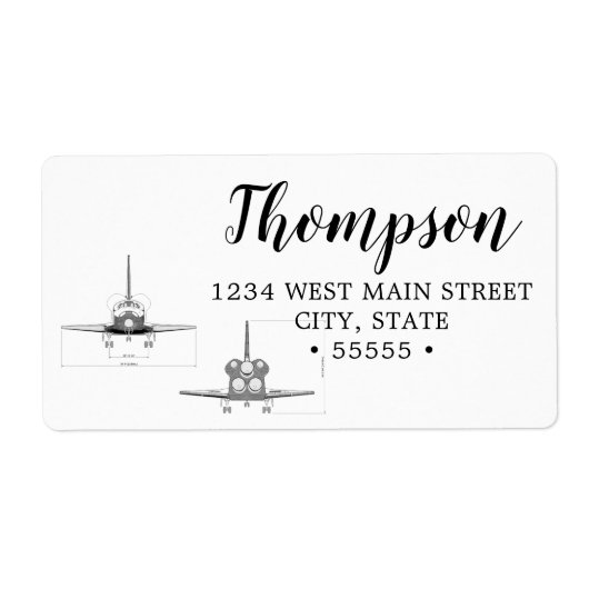 ヴィンテージ宇宙シャトルコンセプト技術スケッチ ラベル (正面)