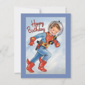 ヴィンテージ宇宙ボーイ誕生日ホリデーカード シーズンカード (正面)