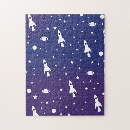 ヴィンテージ宇宙ロケット模様 ジグソーパズル (縦)