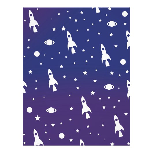 ヴィンテージ宇宙ロケット模様 フォトプリント            (正面)