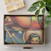 ヴィンテージ宇宙女性のカーボーイのピン留め 薄葉紙 (ギフト)