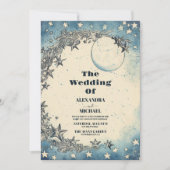 ヴィンテージ宇宙宇宙銀河系ブルー結婚ズ 招待状 (正面)