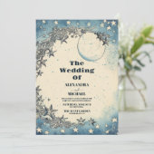 ヴィンテージ宇宙宇宙銀河系ブルー結婚ズ 招待状 (スタンド正面)