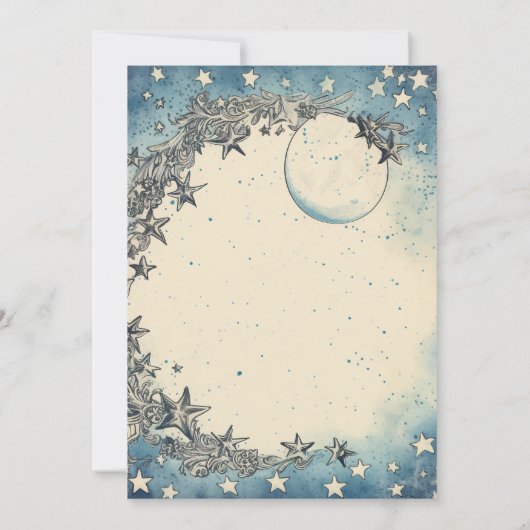 ヴィンテージ宇宙宇宙銀河系ブルー結婚ズ 招待状 (裏面)