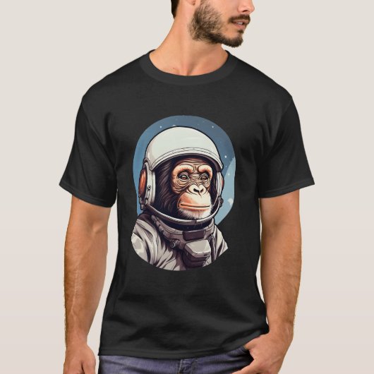ヴィンテージ宇宙旅行宇宙飛行士モンキー Tシャツ (正面)