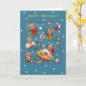 ヴィンテージ宇宙旅行宇宙飛行士誕生日カード カード (黄色い花)