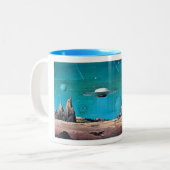 ヴィンテージ宇宙漫画 ツートーンマグカップ (正面左)