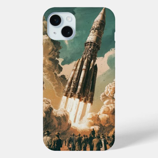 ヴィンテージ宇宙船の打ち上げ Case-Mate iPhoneケース (裏面)