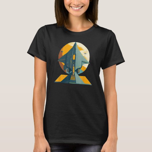 ヴィンテージ宇宙船レトロ宇宙船SF Tシャツ (正面)
