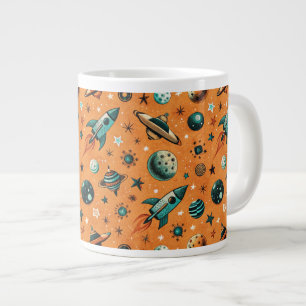 ヴィンテージ宇宙船ロケット船パターン – コスモス(1) ジャンボコーヒーマグカップ