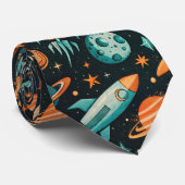 ヴィンテージ宇宙船ロケット船パターン – コスモス(2) ネクタイ (ロール)