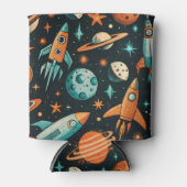 ヴィンテージ宇宙船ロケット船パターン – コスモス(2) 缶クーラー (正面)