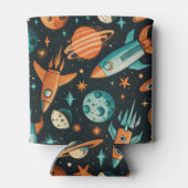 ヴィンテージ宇宙船ロケット船パターン – コスモス(2) 缶クーラー (裏面)