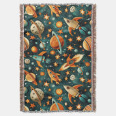 ヴィンテージ宇宙船ロケット船パターン – コスモス(3) スローブランケット (正面縦)