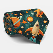 ヴィンテージ宇宙船ロケット船パターン – コスモス(3) ネクタイ (ロール)