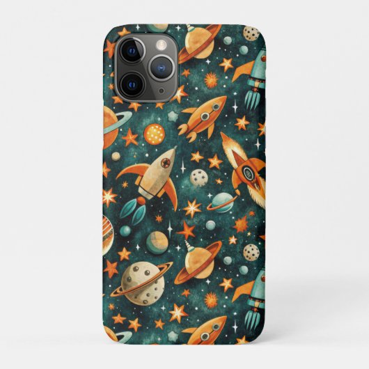 ヴィンテージ宇宙船ロケット船パターン – コスモス(3) Case-Mate iPhoneケース (裏)