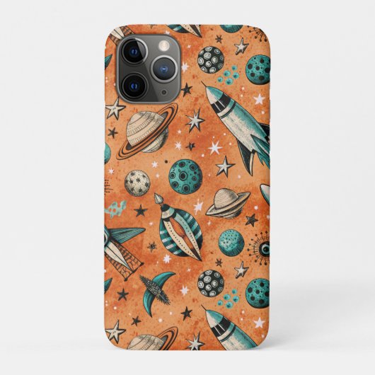 ヴィンテージ宇宙船ロケット船パターン – コスモス(5) Case-Mate iPhoneケース (裏)