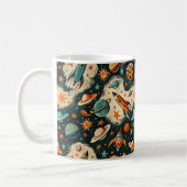 ヴィンテージ宇宙船ロケット船パターン – コスモス(6) コーヒーマグカップ (左)