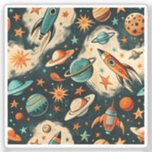 ヴィンテージ宇宙船ロケット船パターン – コスモス(6) シール (正面)