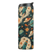 ヴィンテージ宇宙船ロケット船パターン – コスモス(6) タンブラー (回転左)