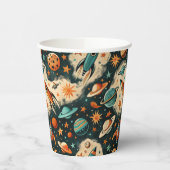 ヴィンテージ宇宙船ロケット船パターン – コスモス(6) 紙コップ (左)