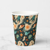 ヴィンテージ宇宙船ロケット船パターン – コスモス(6) 紙コップ (右)