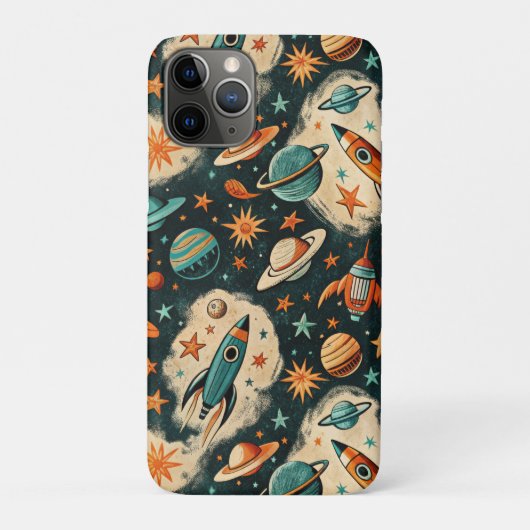 ヴィンテージ宇宙船ロケット船パターン – コスモス(6) Case-Mate iPhoneケース (裏)
