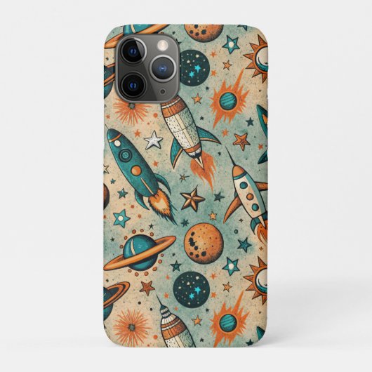 ヴィンテージ宇宙船ロケット船パターン – コスモス(7) Case-Mate iPhoneケース (裏)