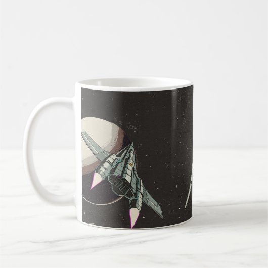 ヴィンテージ宇宙船柄 コーヒーマグカップ (左)