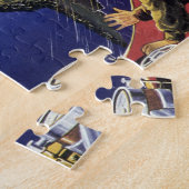 ヴィンテージ宇宙飛行士が地球を周回 ジグソーパズル (側面)