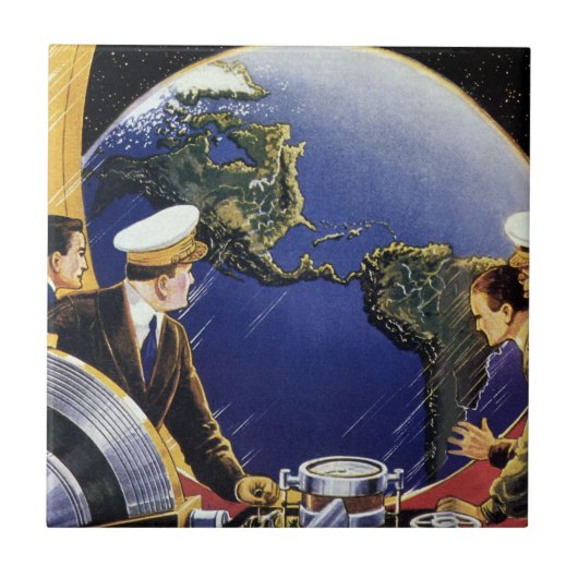 ヴィンテージ宇宙飛行士が地球を周回 タイル (正面)