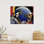 ヴィンテージ宇宙飛行士が地球を周回 ポスター (キッチン)