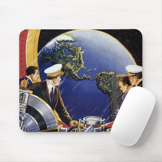ヴィンテージ宇宙飛行士が地球を周回 マウスパッド (マウス)