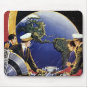 ヴィンテージ宇宙飛行士が地球を周回 マウスパッド (正面)