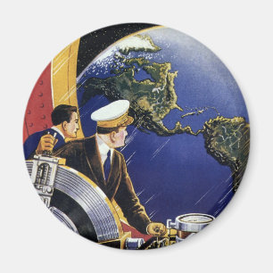 ヴィンテージ宇宙飛行士が地球を周回 マグネット