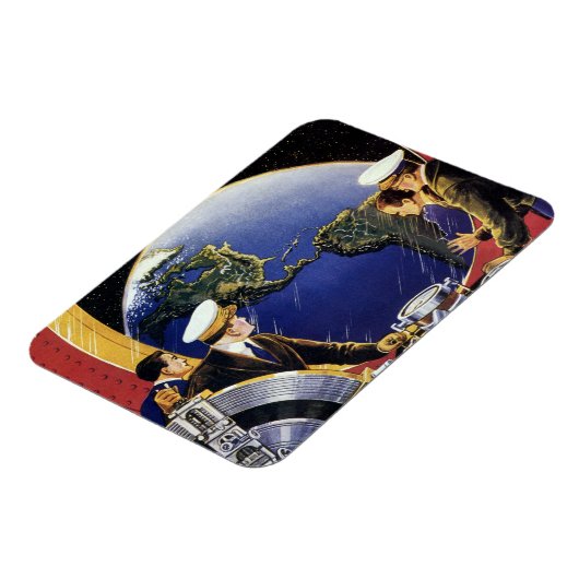 ヴィンテージ宇宙飛行士が地球を周回 マグネット (左側)