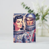 ヴィンテージ宇宙飛行士イラストレーション ポストカード (スタンド正面)