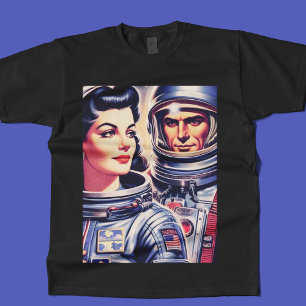 ヴィンテージ宇宙飛行士イラストレーション Tシャツ