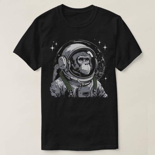 ヴィンテージ宇宙飛行士モンキー霊長類動物愛好家ズック Tシャツ (デザイン正面)