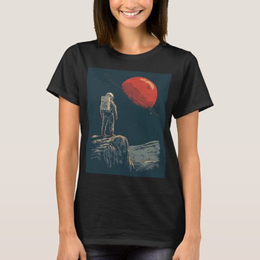 ヴィンテージ宇宙飛行士 宇宙惑星 Tシャツ (正面)