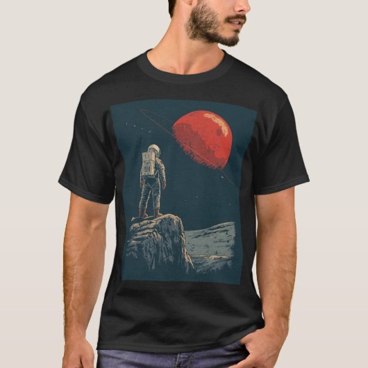 ヴィンテージ宇宙飛行士 宇宙惑星 Tシャツ (正面)