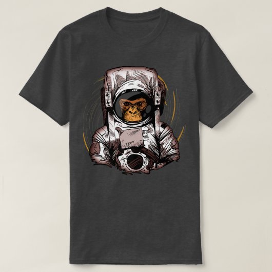 ヴィンテージ宇宙Eplore旅行宇宙飛行士モンキーアート Tシャツ (デザイン正面)