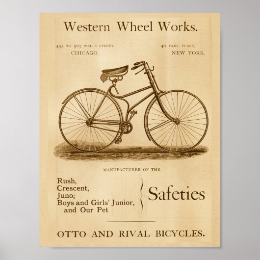 ヴィンテージ安全自転車及びアートポスター ポスター (正面)