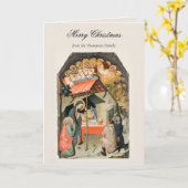 ヴィンテージ宗教クリスマス出生クリスチャン カード (黄色い花)